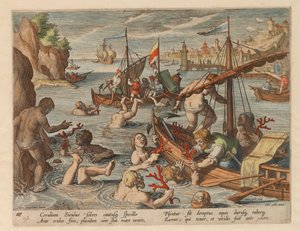 Fiske efter koraller. Från serien Hunting of Wild Animals, Birds and Fish, 1578.