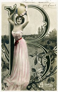 B: Bianca Toledo, artist, sångerska och sevilliansk dansare från Belle Epoque - Casino de Paris, Folies Bergere, Jardin de Paris - Alfabetet i vykort