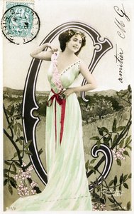 C: Bianca Toledo, artist, sångerska och Sevillansk dansare från Belle Epoque - Casino de Paris, Folies Bergere, Jardin de Paris - Alfabetet i vykort