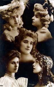 Evig feminin, mosaik av porträtt av unga kvinnor, ca 1900 (foto)