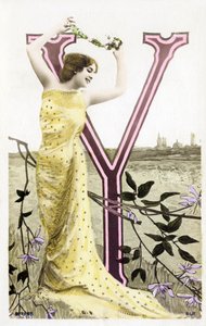 Y : Bianca Toledo, artist, sångerska och sevillansk dansare från Belle Epoque - Casino de Paris, Folies Bergere - alfabet i vykort