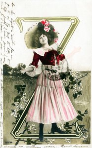 Z: Constance Elise De Vere, fransk skådespelerska med engelskt ursprung född i Belgien, alfabet i vykort