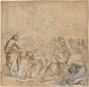 Joseph uppenbarar sig för sina bröder i Egypten av Studio of Pier Francesco Mola