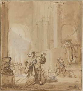 Liknelsen om publikanen och fariséen av Studio of Rembrandt van Rijn