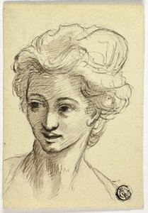 Kvinnans huvud, svänger till vänster av Style of Angelica Kauffmann