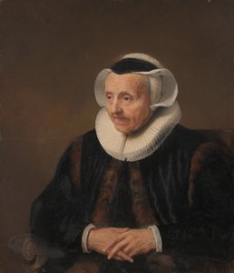 Porträtt av en gammal kvinna. av Style of Jacob Backer