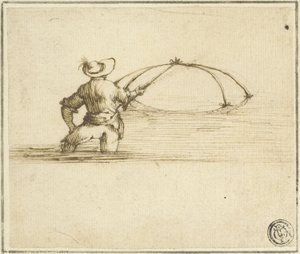 Fiskare med nät av Style of Jacques Callot