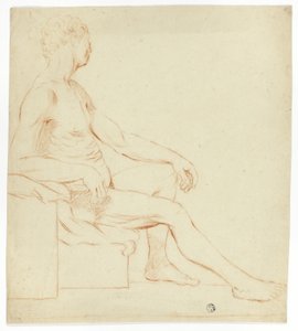 Sittande akademisk man naken av Style of Jacques Louis David