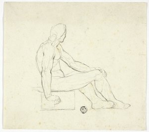 Sittande manlig nakenbild av Style of Jacques Louis David