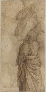 Ryttare och stående draperad man, efter antiken [verso] av Style of Pietro Perugino