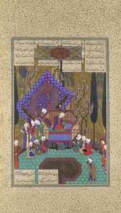 Zal Consults the Magi, Folio 73v från Shahnama Book of Kings..., ca.1530-35