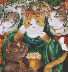 Illustration från Cats Galore! Ett kompendium över kultiverade katter (pub. 2015) av Susan Herbert