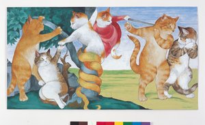 Illustration från Cats Galore! Ett kompendium över kultiverade katter (pub. 2015) av Susan Herbert