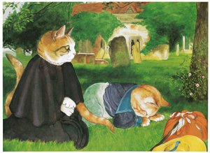 Illustration från Pre-Raphaelite Cats (publicerad 1999) av Susan Herbert