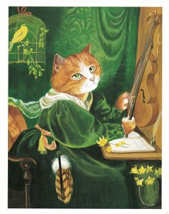 Illustration från Pre-Raphaelite Cats (publicerad 1999) av Susan Herbert