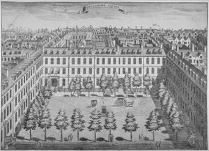 Fågelperspektiv över Devonshire Square, City of London, 1740.