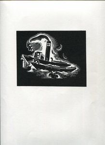 Thames Boat (linjeblocktryck) av Suzanne Cooper