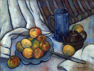 Äpplen, tekanna och kanna - Peinture de Suzanne Valadon (1865-1938), ca 1919 - Olja på duk, 50,4x65,4 - Privat samling av Suzanne Valadon