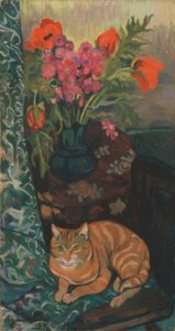 Bukett och katt av Suzanne Valadon