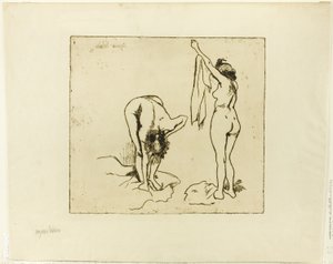 Två kvinnor som torkar sig själva av Suzanne Valadon