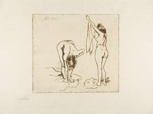 Två kvinnor som torkar sig själva av Suzanne Valadon