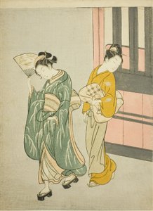 Clearing Breeze from a Fan (Ogi no seiran), från serien "Eight Views of the Parlour (Zashiki hakkei)" av Suzuki Harunobu