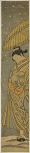 Courtesan på parad i fallande snö av Suzuki Harunobu