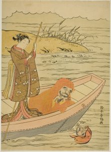 Daruma tittar på sin spegelbild av Suzuki Harunobu