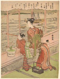 Double-Flowered Cherry: Motoura of the Minami Yamasakiya (Minami Yamasakiya uchi Motoura, Yaezakura), från serien "Beauties of the Floating World Compared to Flowers (Ukiyo bijin hana ni yosu)" av Suzuki Harunobu