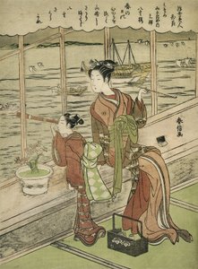 Dubbelblommiga körsbär: Motoura of the Minami Yamasakiya av Suzuki Harunobu