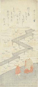 Åtta plattformsbron (Yatsuhashi), från "Tale of Ise (Ise Monogatari)" av Suzuki Harunobu