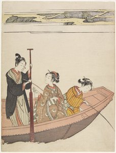 Fiske nära Mimeguri-helgedomen vid Sumida-floden, ca 1767 av Suzuki Harunobu