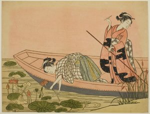 Samla lotusblommor av Suzuki Harunobu