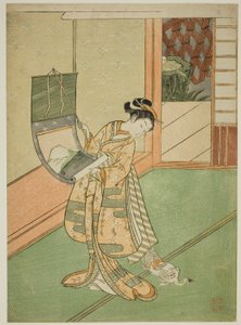 Hanging a Painting (parodi på den tredje prinsessan) av Suzuki Harunobu