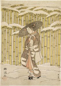 Passerar Bamboo Grove av Suzuki Harunobu
