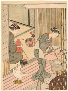 Returning Sails of the Towel Rack (Tenugui-kake no kihan), från serien "Eight Views of the Parlour (Zashiki hakkei)" av Suzuki Harunobu