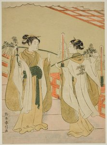 Sh Rine Maita s Ohami plan d Ohatsu Danshin g På Yushima Tenjin Sh Rine av Suzuki Harunobu