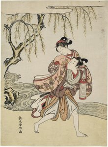 The Elopement (parodi på Akutagawa-avsnittet från "Tales of Ise") av Suzuki Harunobu
