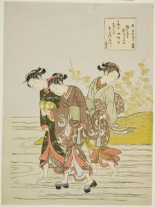 The Jewel River at Ide (Ide no Tamagawa), från en titellös serie av Six Jewel Rivers av Suzuki Harunobu