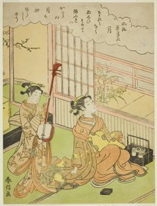 The Moon (Tsuki), från serien "Fashionable Scenes of Snow, Moon and Flowers (Furyu setsugekka)" av Suzuki Harunobu
