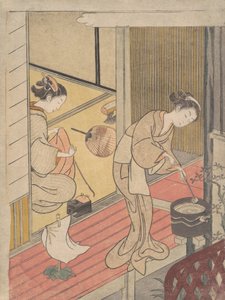 Handdukshyllans återvändande segel, ca. 1766, ca. 1766. av Suzuki Harunobu