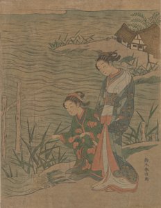 Två unga damer vid stranden, ca. 1768., ca. 1768. av Suzuki Harunobu