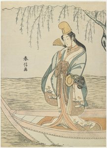 Kvinna i en Asazuma-båt i skepnad av Shirabyo_shi, ca. 1767 av Suzuki Harunobu
