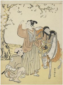Unga samurajer som ser körsbärsblommor som en mildring av prins Kaoru, ca. 1767 av Suzuki Harunobu