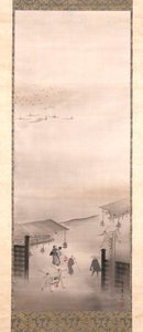 Yoshiwara And Shinagawa (bläck, färg och guld på siden) av Suzuki Kiitsu