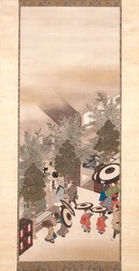Yoshiwara And Shinagawa (bläck, färg och guld på siden) av Suzuki Kiitsu