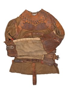 Tvångströja ägd av Harry Houdini, ca 1915 (khaki canvas, läder & metallnitar) av Swanfeldt Tent and Awning Co.