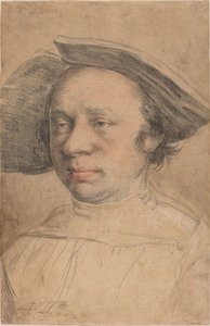 Porträtt av en man i en bredbrättad hatt av Swiss 16th Century after Hans Holbein the Younger
