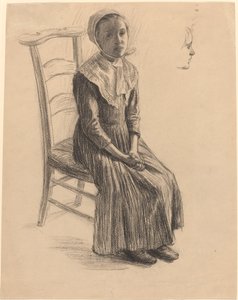 Sittande flicka i bondedräkt av Swiss 19th Century