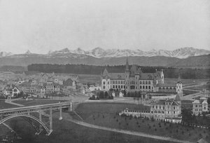 Bern, utsikt över Kirchenfeld och Bernalperna (s/v foto) av Swiss Photographer
